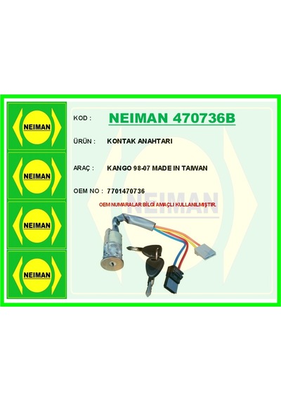 Bescher Kontak Kilidi - Anahtarlı Renault Kangoo 98 07 Neıman 470736b 7701470736