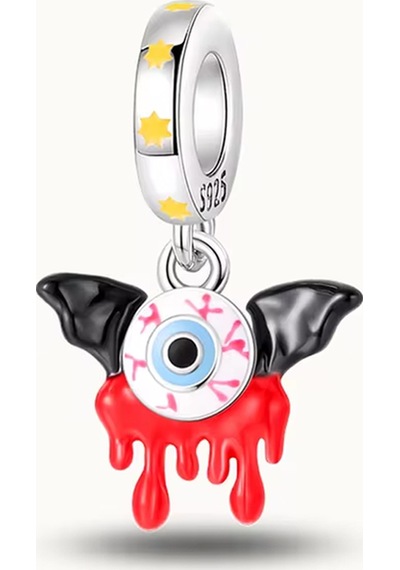 Fubena Hallowen Yarasa Göz Sallantılı Charm Gümüş