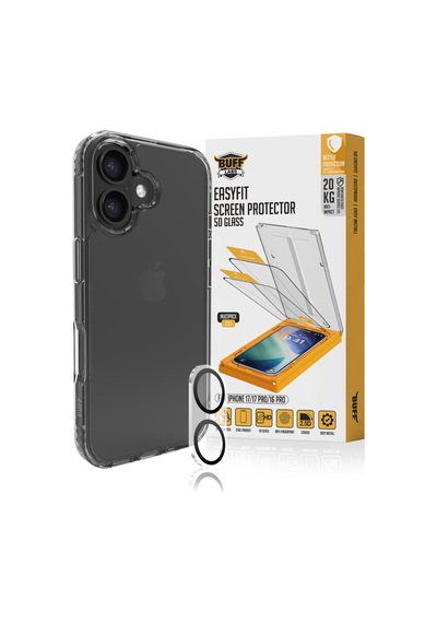 Buff Apple Uyumlu iPhone 17 - Şeffaf Kılıf + Ekran Koruyucu + Lens Koruyucu Glass