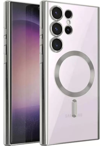 Newface Samsung Galaxy S23 Ultra Kılıf Kross Magneticsafe Kapak - Gümüş