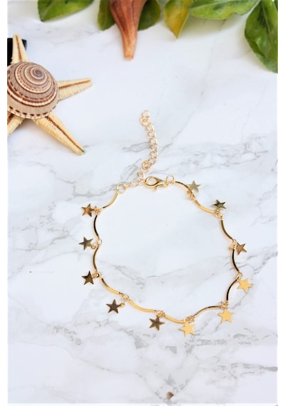 X-Ladyaccessories Gold Kaplama Yıldız Motifli Halhal Altın