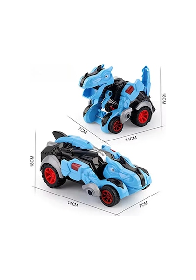 Dönüşen Dinozor Araba Robot Oyuncak 2'si 1 Arada T-rex Figürlü Yarış Arabası Çok Renkli