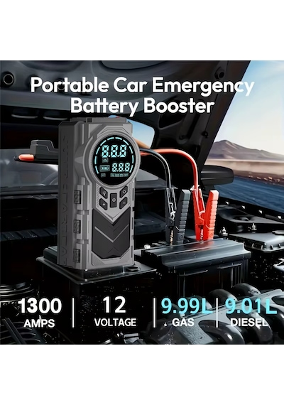 12000 Mah 1000a Hava Kompresörlü Akü Takviye Cihazı 150 Psı Dijital Lastik Şişirme Pompası Pg9081