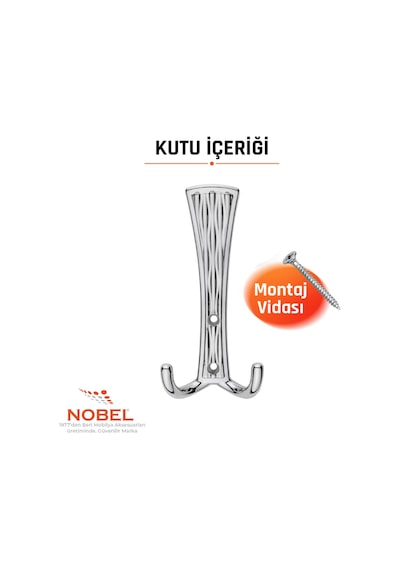 Emet Portmanto Askısı, Metal Vestiyer Askısı, Krom, Duvar Ve Dolap Askılığı 5'li Set Vidalı