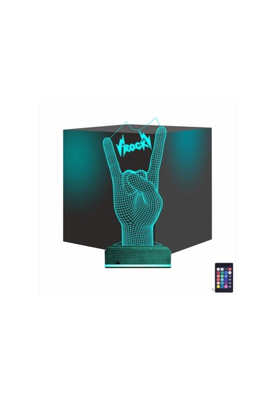 Luvivia Rock Hand Müzik 3d Lamba - Masa Gece Lambası Şeffaf