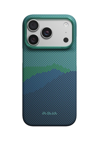 Apple iPhone Uyumlu 18 Pro Kılıf Aramid Karbon Fiber Tactile Woven Starpeak Over The Horizon Kapak Yeşil-mavi Yeşil - Mavi