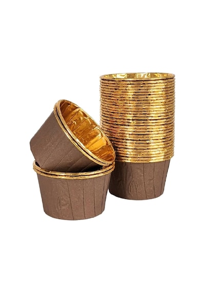 Tr 25'li Kahverengi Gold Muffin Kek Kalıbı, Kek Kapsülü Cupcake Kalıbı, Airfryer Uyumlu Genel