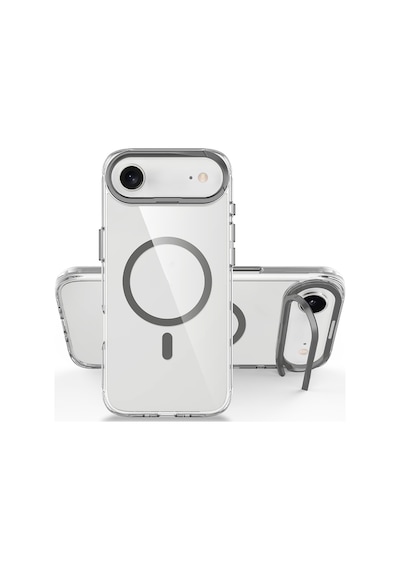 Apple Uyumlu iPhone 17 Air Kılıf M-safe Şarj Özellikli Airbagli Kamera Standlı Zore Azor Kapak - Lacivert Lacivert