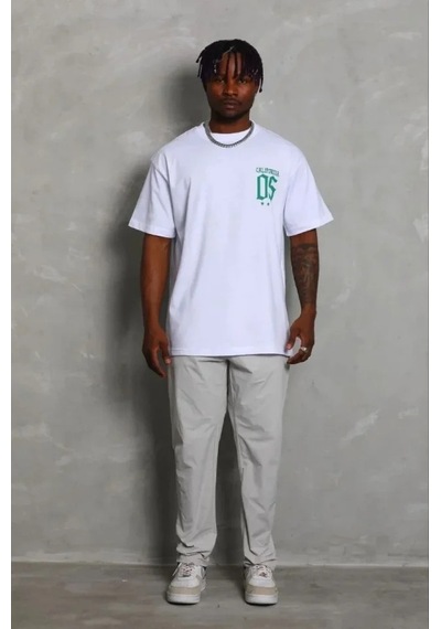 DefyModa Erkek Baskılı T-shirt Kısa Kol Bisiklet Yaka Regular Fit Rahat Kalıp Günlük Tişört - Beyaz