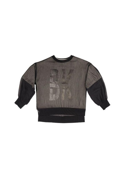 Kız Çocuk Tül Detaylı İkili Sweatshirt-14199 Siyah