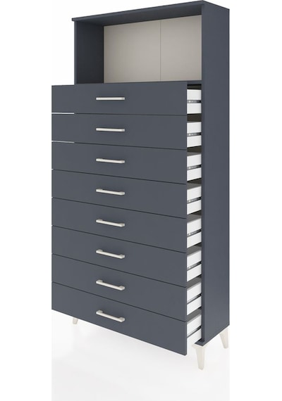 Arges Dolap Tek Raflı 8 Çekmeceli 88x30x182 Antrasit-antrasit Antrasit