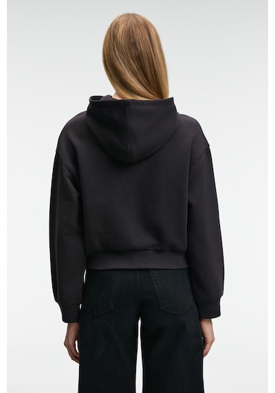 Grimelange ISADORA Kadın Kapüşonlu Nakış Detaylı Regular Fit Crop Antrasit Sweatshirt