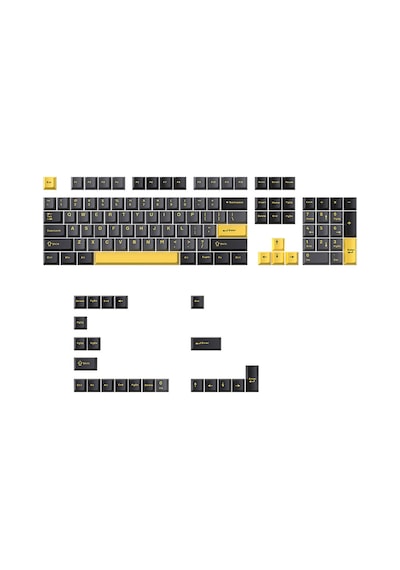 Gri Ve Sarı Mekanik Klavye Tuş Başlıkları Keycaps, Pbt Küçük Komple Set, Çift Renkli