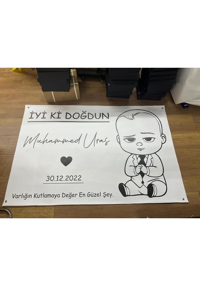 Kişiye Özel Doğum Günü Afişi Brandası 1x1.5 Mt Çok Renkli