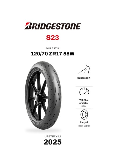 Bridgestone S23 120/70 Zr17 58w Ön Motosiklet Lastiği