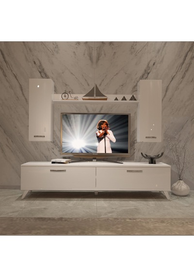 Decoraktiv Eko 5d Slm Std Retro Tv Ünitesi Tv Sehpası Beyaz