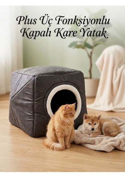 Plus Çok Fonksiyonlu Kedi Köpek Kare Yatak