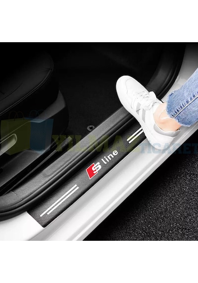 Audi S Line Karbon Kapı Eşiği Oto Sticker Araba Etiket 4 Parça