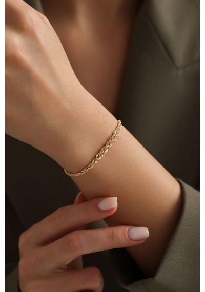 Sembol Gold 14 Ayar Lıght Süzme Halat Bileklik 20 Cm T13670 Renkli Sarı Altın
