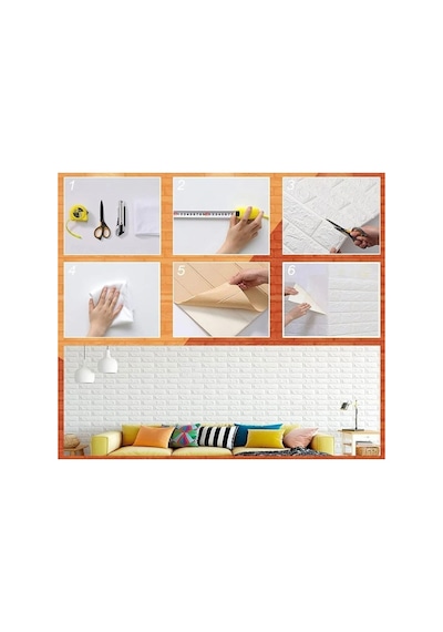 Ukab Dekor 70x38 Cm 0,27m² Silinebilir Beyaz Kendinden Yapışkanlı 3d Esnek Duvar Kağıdı Paneli Beyaz 70 X 77