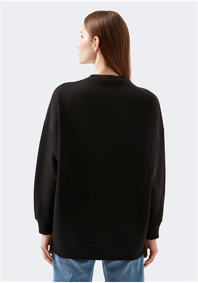 Mavi M Baskılı Siyah Kadın Sweatshirt-siyah Siyah