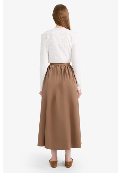 DeFacto A Kesim Esnek Belli Poplin Maxi Tesettür Etek E7453AX25SMBN589