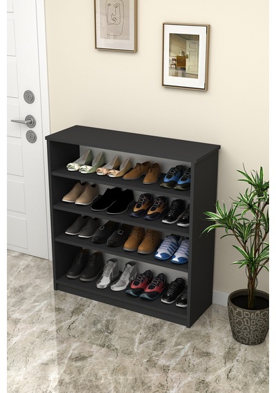 Asra Trend 4 Katlı Açık Raflı Ayakkabılık A-32 %100 MDF Modern Bot Uyumlu Düzenleyici Antrasit Asra Trend 4 Katlı Açık Raflı Ayakkabılık A-32 %100 MDF Modern Bot Uyumlu Düzenleyici Antrasit