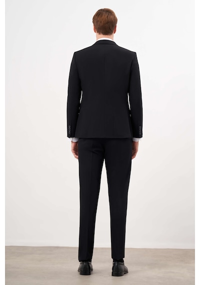 Morven Siyah Basic Düz Slim Fit 3lü Takım Elbise Slim Fit Gömlek Düz Kravat 99mc001031001 Siyah