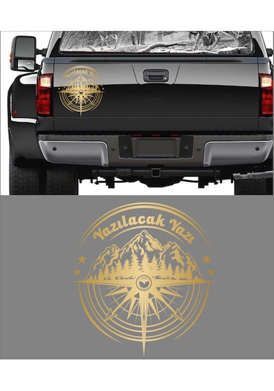 Kişiye Özel Pusula Dağ Orman Sticker - Araba Oto Motosiklet Karavan Cam Sticker - 00081 80 Cm