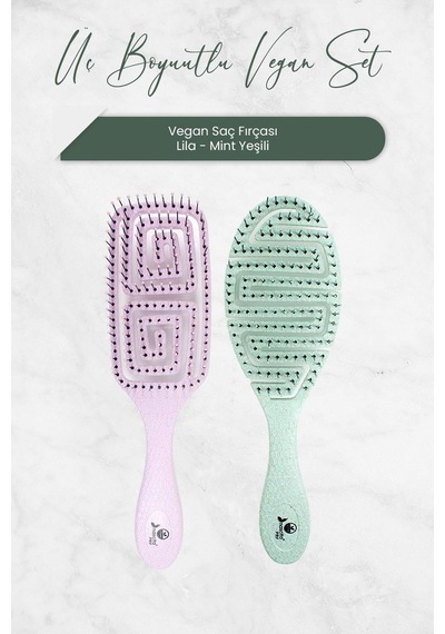 Nascita Professional Üç Boyutlu Vegan Saç Fırçası Mint Yeşili Ve Lila 0