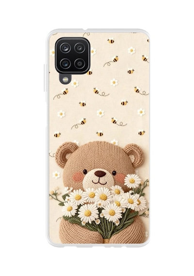 Samsung Galaxy A22-m22-m32 Uyumlu Arı Ve Papatya Sevimli Ayıcık Baskılı Silikon Kılıf Renkli