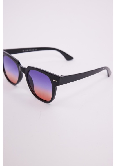 Unisex Oval Siyah Çerçeve Uv 400 Korumalı Renkli Cam Güneş Gözlüğü-51239 Çok Renkli