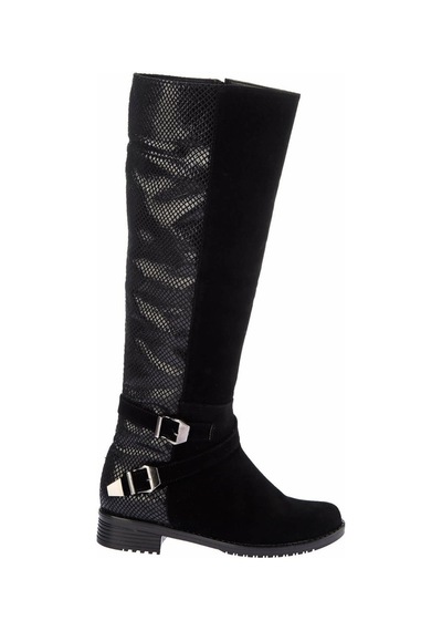 Fox Shoes Siyah Yılan Süet Kadın Çizme E726203402 Siyah