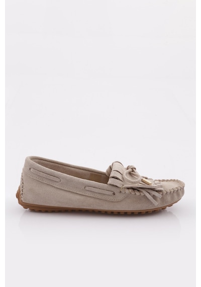 Dgn K118 Kadin Püskül Detayli Loafer Ayakkabi K118-1774-R1920 Vizon Süet