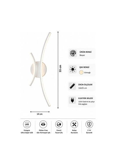 Yumi Modern Led Duvar Apliği Günışığı Beyaz