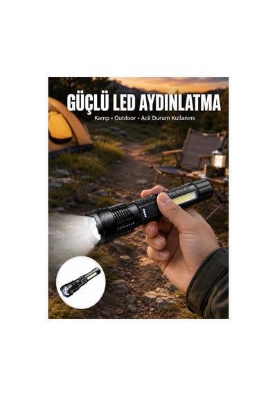 Novento Şarjlı El Feneri Yüksek Işık Gücü Uzun Menzil Çok Renkli