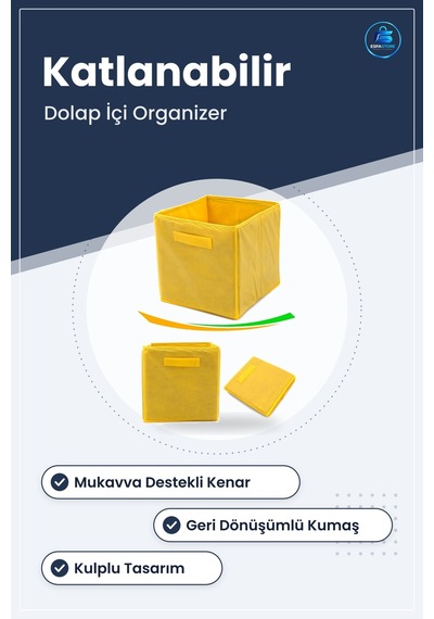 Katlanabilir Dekoratif Kumaş Saklama Kutusu Dolap İçi Düzenleyici Çok Renkli