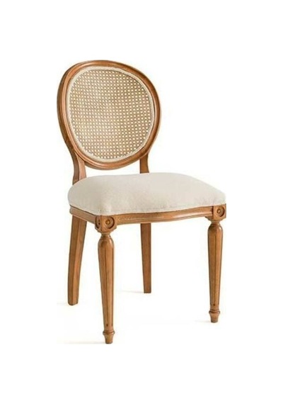 Madalyon Hazeranlı Ahşap Sandalye Natural - Krem