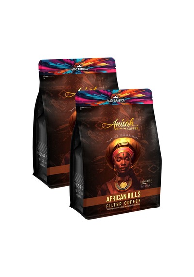 Anisah Coffee African Hills Doğu Afrika Blend Orta Kavrum Medium Roast Filtre Kahve 2 x 500 G