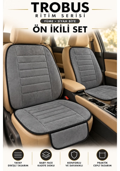 Trobus Ritim Opel Astra 2011-2015 Baby Face Ön İkili Koltuk Minderi Füme Siyah