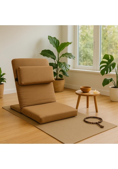 Ekstra Destek Yastıklı Yoga, Nefes, Meditasyon Sandalyesi Backjack Xl Su Ve Leke İticili Duck Kumaş Açık Kahverengi