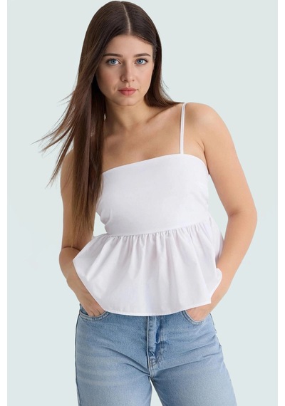 Ersefa Rahat Ve Şık Dacron Crop Bluz Günlük Kombinler İçin Görünüm Mükem Beyaz
