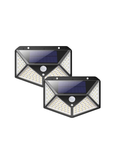 Solar Lamba 100 Led Pır Hareket Sensörlü Dış Duvar Lambası Ip65 Bahçe Teras - 2 Adet 2 Adet.