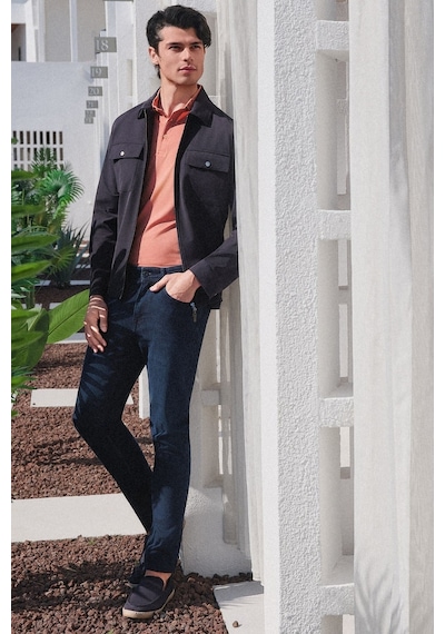 İmza Berberi Yaka Gabardin Düz Slim Fit Casual Mont 1007260151 Lacivert