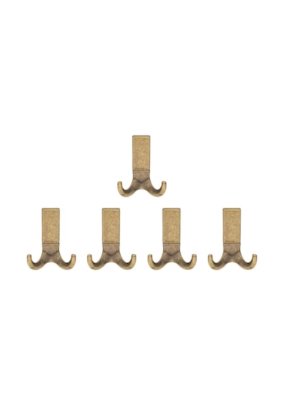 Best Lüks Askı, Metal, Vestiyer Askı, 121 Gr, Dolap Askılık, Duvar Askılığı, Antik Sarı Vidalı 5 Adet