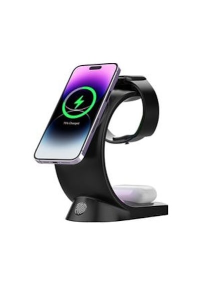 S-link Sl-cw20 Telefon, Saat, Kulaklık Uyumlu 15w Siyah Rgb Kablosuz Şarj Cihazı Çoklu Renk