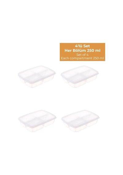 4 Bölmeli Buzdolabı Organizeri 1 Lt, Friz Düzenleyici, 4'lü Set Desenli