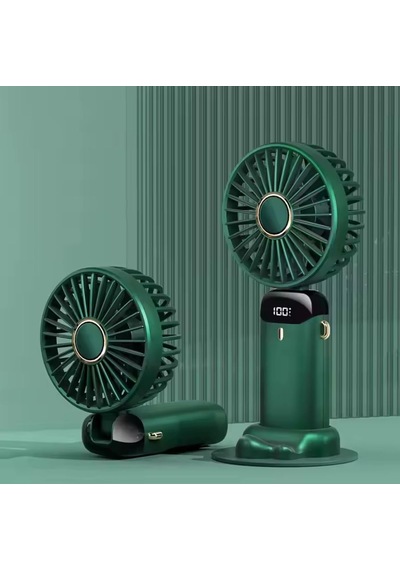 Mini El Fanı 5 Kademeli Dijital Led Göstergeli Boyun Askılı Mini Klima Vantilatör Mor