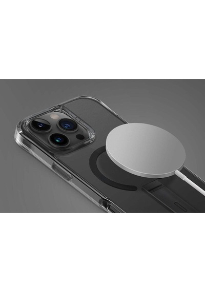 Apple Uyumlu iPhone 16 Pro Kılıf Eleva Serisi Standlı Magsafe Özellikli Magclick Premium Kılıf Black