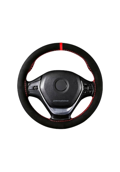 Dikmeli Direksiyon Kılıfı Alkantara Kırmızı Yüzüklü Fiat Doblo Uyumlu 38 10.5cm